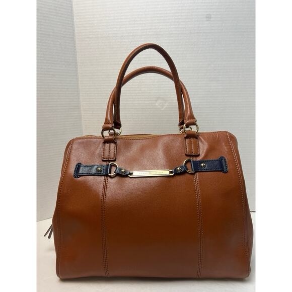Tommy Hilfiger VINTAGE 🤎Brown Leather Large Tote Purse Brown Leather Handbag - Picture 1 of 14